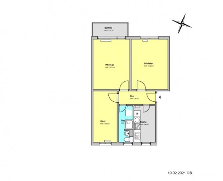 Freundliche 3-Raum-Wohnung mit Balkon zu vermieten!
