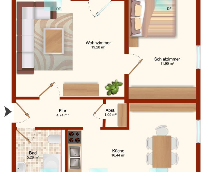 Freundliche 2 Zimmer-Wohnung in ruhiger Lage